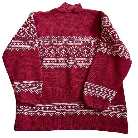 Talbots Red And White Holiday Sweater. Acrylic. Very nice. Size M - Picture 2 of 5